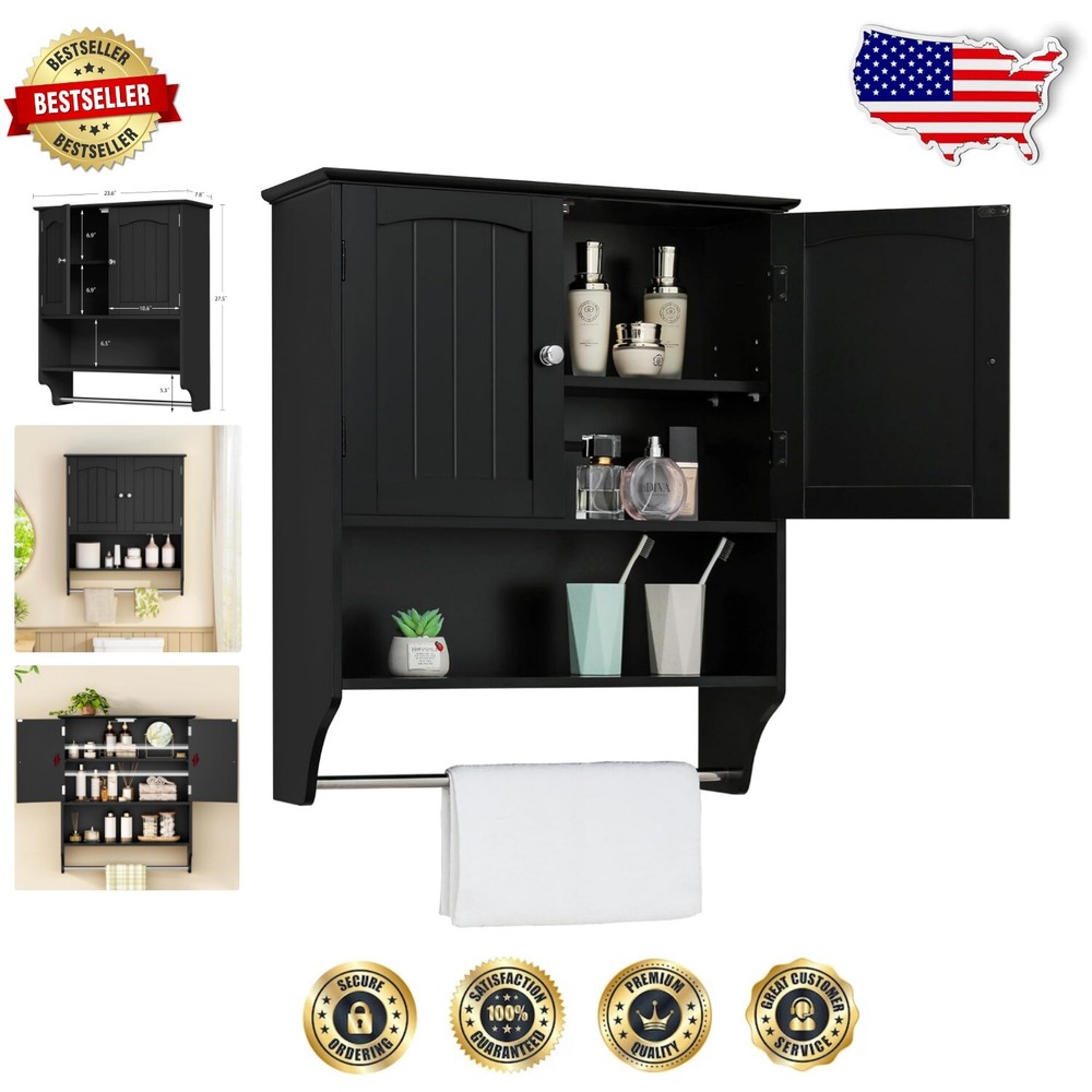 Moisture-Resistant Over The Toilet Storage Cabinet with 2 Flat Panel Doors