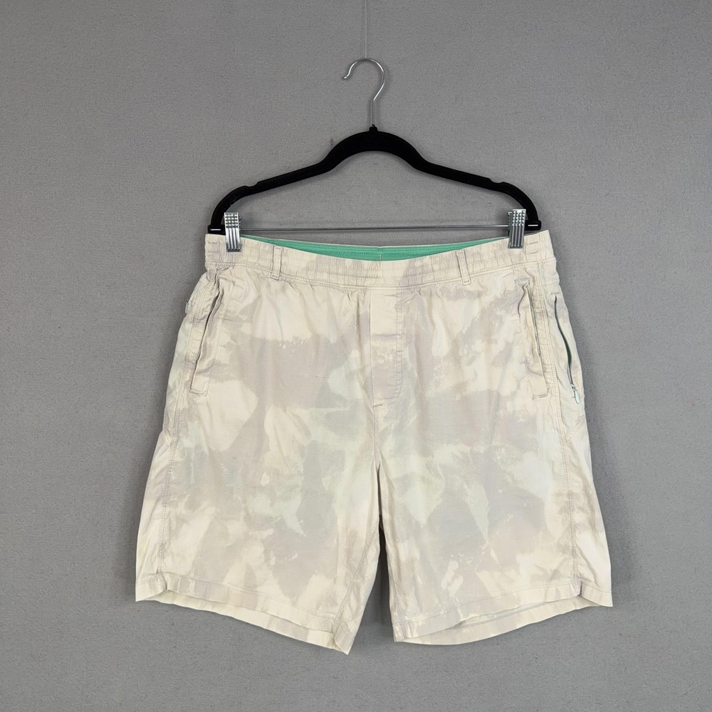 Birddogs Shorts Mens 2XL Beige Bleached Lined Athletic Drawstring Zip Pockets