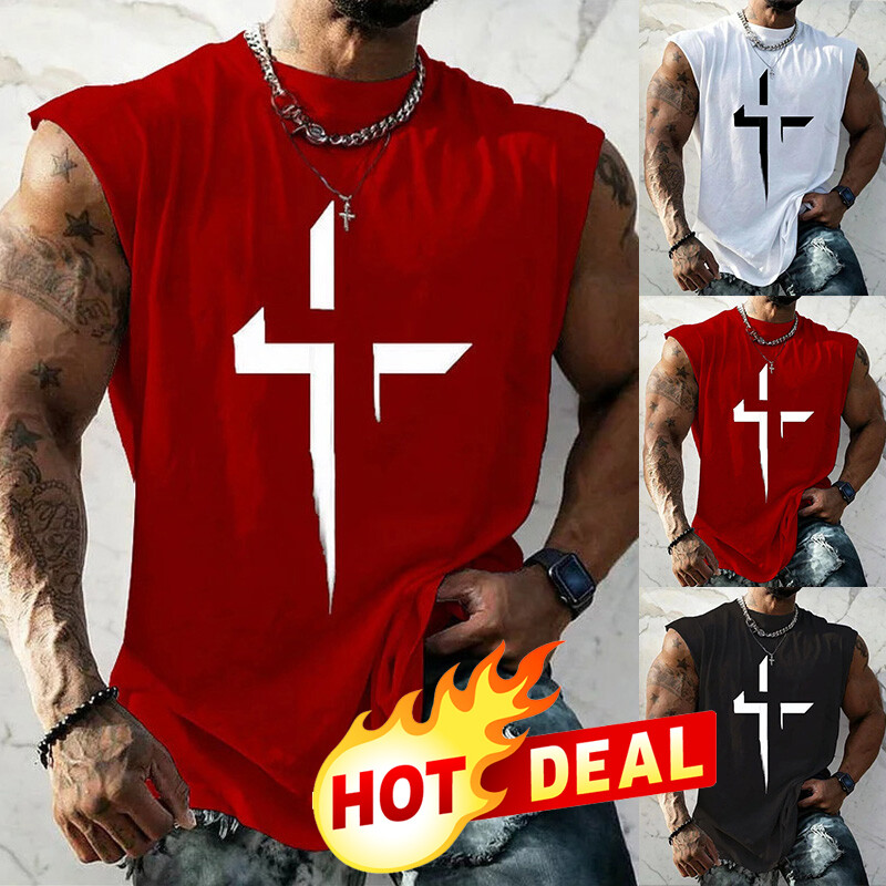 Mens Gym Sport Tank Vest Tops Sleeveless Bodybuilding Fitness Muscle Tee T-shirt