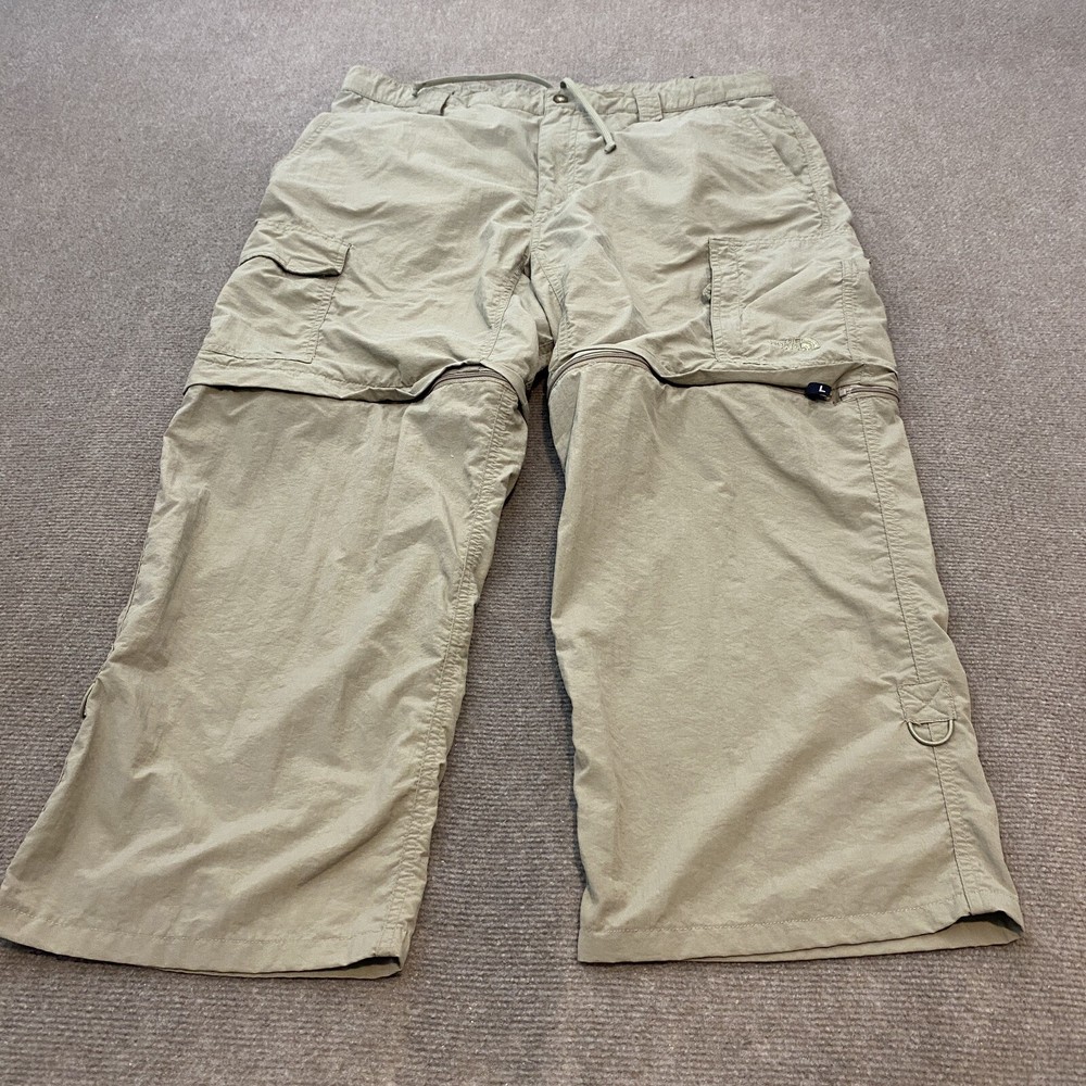 North Face Cargo Pants Mens L Nylon Zip Off Convertible Hemmed Measures 35x25  *
