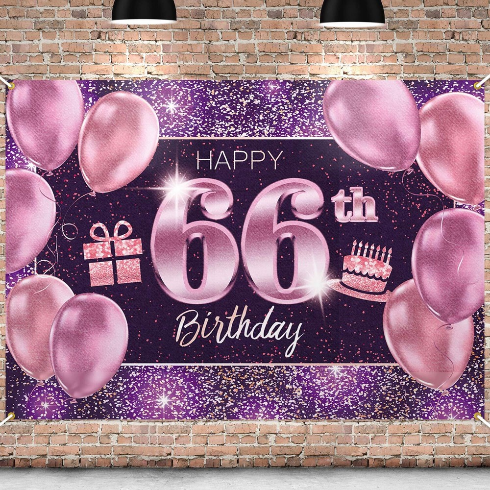 PAKBOOM 66th Birthday Banner Backdrop for Party Decorations