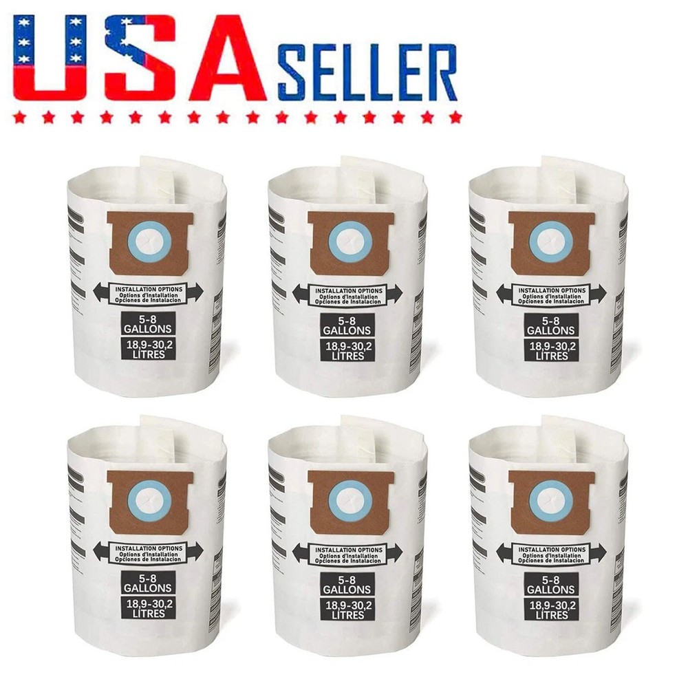 For Shop-Vac 90661 Type E 5-to-8-Gallon Disposable Collection Filter Bags