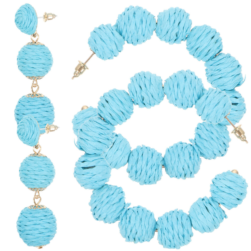 2 Pairs Gold Hoop Earrings Hoops Rattan Fashionable Miss Vacation