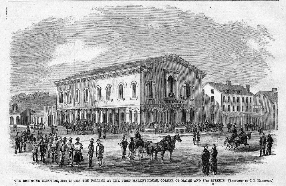 RICHMOND VIRGINIA ELECTION 1865 HISTORY, POLLING AT CITY HALL, MADISON WARD