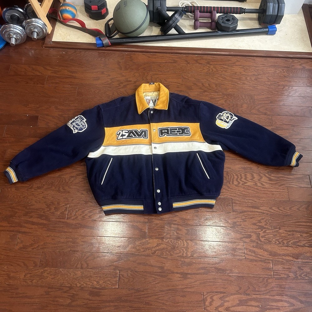 Vintage Avirex 25th Anniversary “Glory Bowl” Varsity Jacket 5XL Navy Yellow