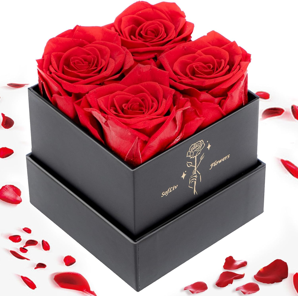 Mothers Day Gifts Red Rose Flower for Mom Grandma Preserved Roses in a Box-image