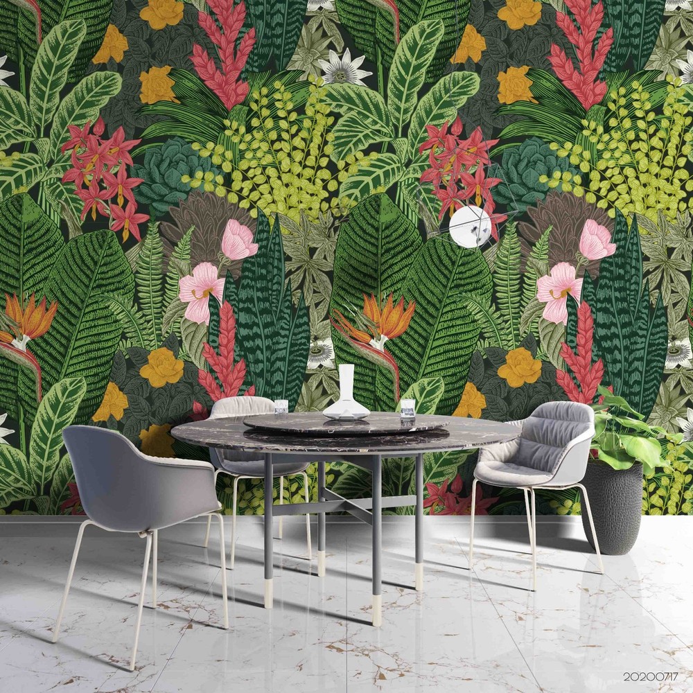 3D Flowers Leaf Floral Pattern Wall Murals Wallpaper Murals Wall Sticker