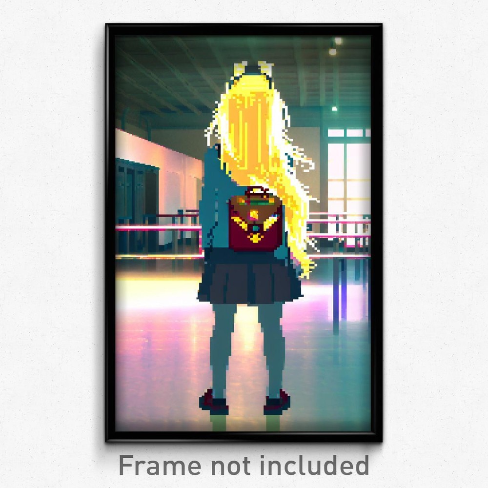 Pixel Art Poster - Pure School (8 Bit Psychedelic Trippy Weird Video Game Print)
