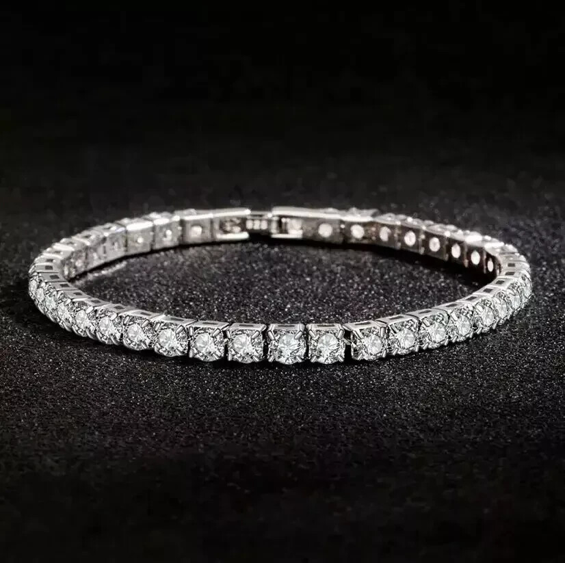 Real Moissanite Tennis Bracelet for Women 925 Sterling Silver Wedding Jewelry !