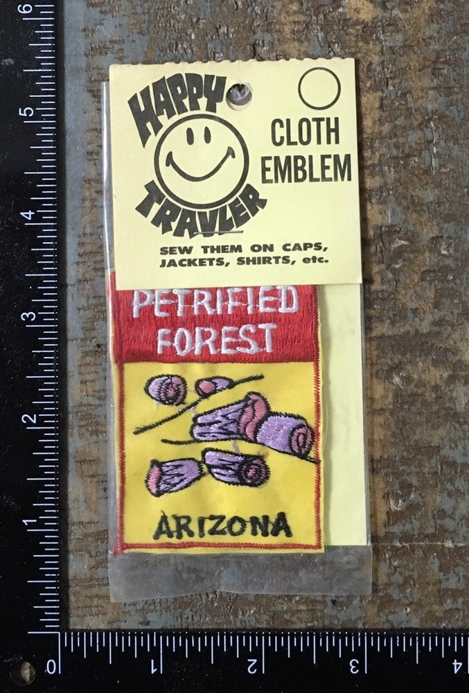 Vintage PETRIFIED FOREST Arizona Travel Souvenir Embroidered Patch MIP Happy