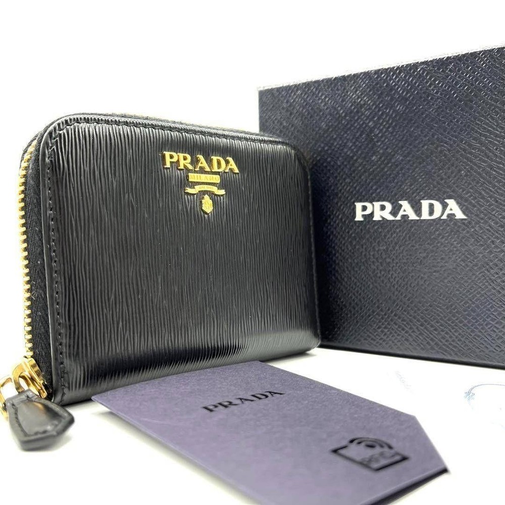 Prada Vittero Move Saffiano Coin Case Black Used