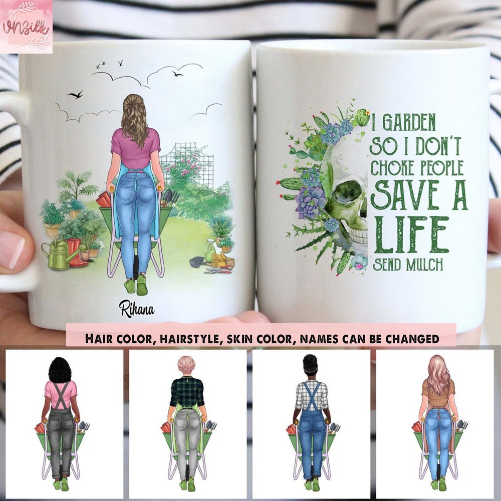I Garden So I Don't Choke People Save A Life Send Mulch Personalized Mug