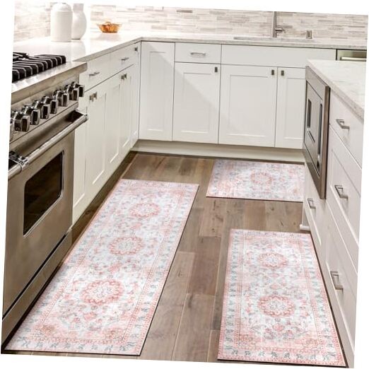 Non-Slip Washable Rubber Kitchen Rug Set of 3 Mats for Home