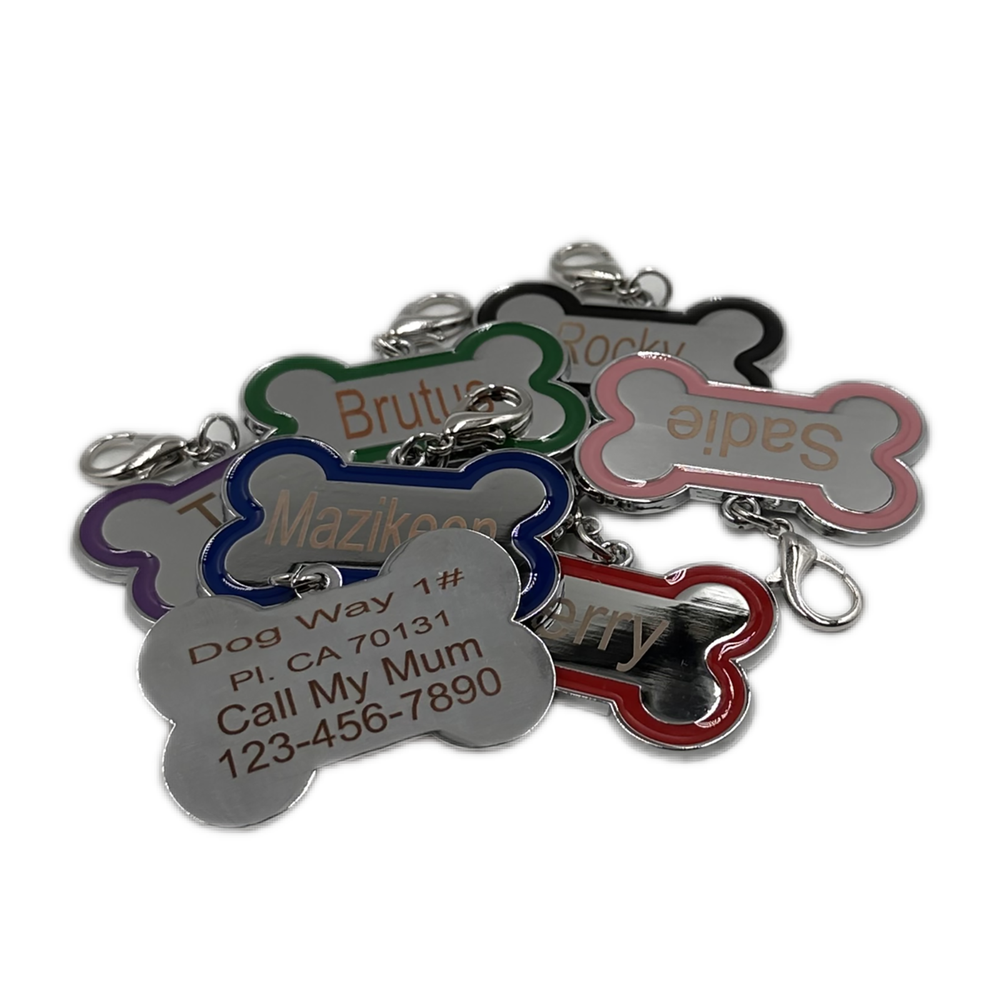 Personalised Pet ID Tags, Both Sides Bone Shape Dog ID Tag