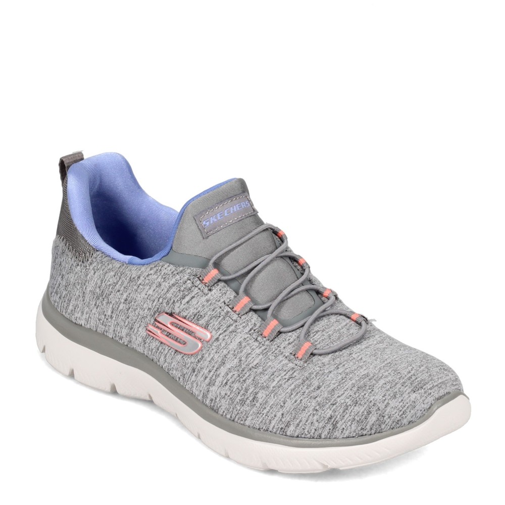 Women's Skechers, Summits - Quick Getaway Sneaker - Wide Width 12983W-GYBL Grey