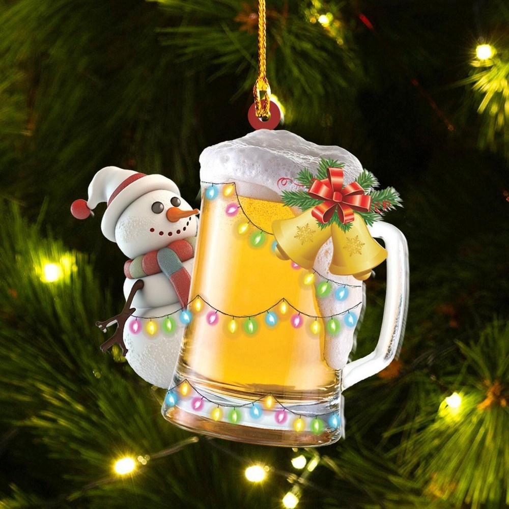 Custom Beer Snowman Christmas Shape Ornament  Happy Christmas Ornament Acrylic O