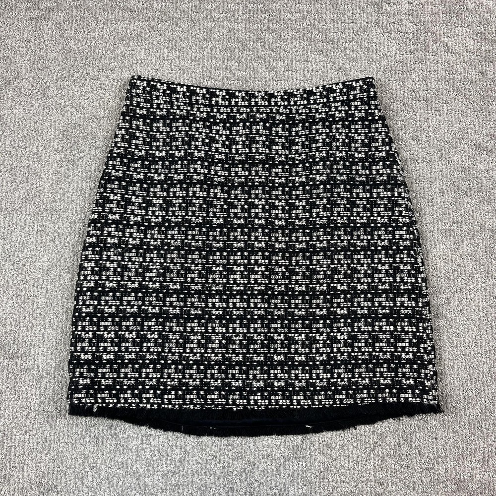 Ann Taylor Skirt Womens 10 Black Tweed Pencil Office Career Preppy Business