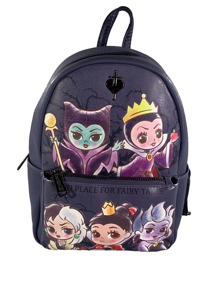Loungefly Disney Villains Chibi Evil Queen Maleficent Mini Backpack Purple #4143