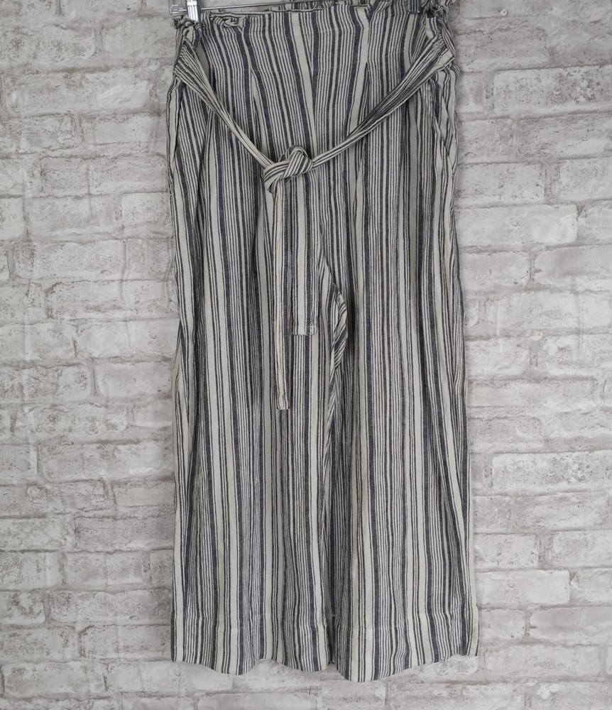 Zac & Rachel Linen Blend Wide Leg Cropped Pants Womens Large Coastal Beachy