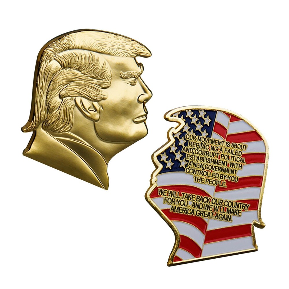 2024 President Donald Trump EAGLE Commemorative Coin Gold Color USA Flag