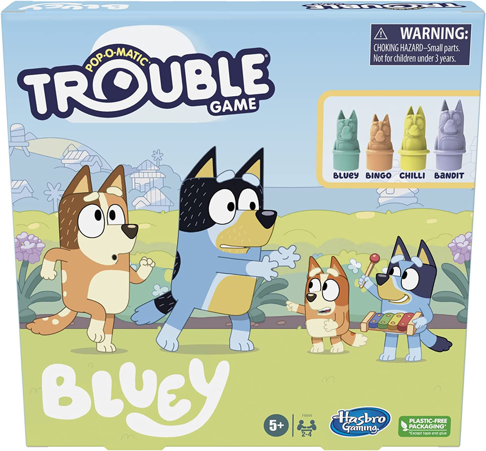 Trouble Bluey Edition Game | Family Board Games | Kids Play as Bluey, Bingo, Ban
