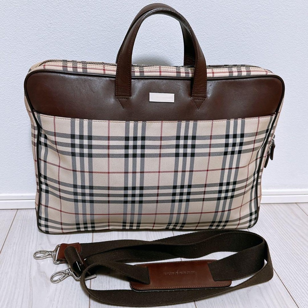 Burberry Shoulder Bag 2way Nova Check PVC Beige Authentic F10251673
