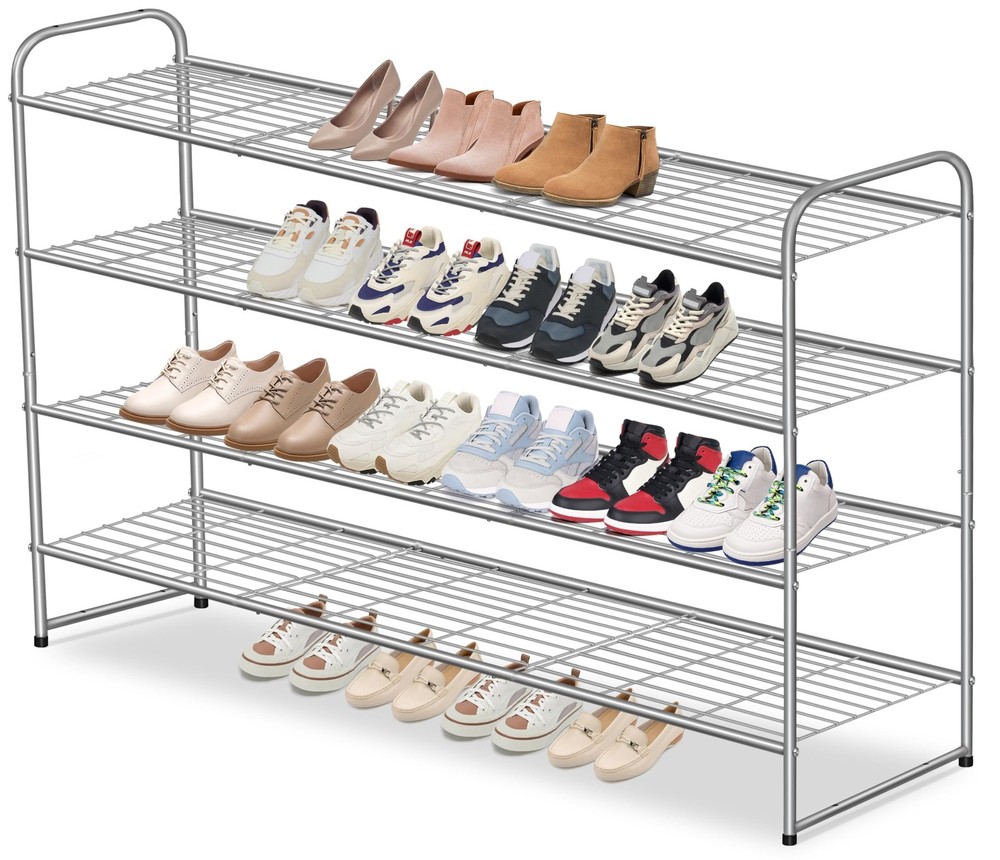 4-Tier Metal Shoe Rack for Closet - Wide Storage Organizer for Entryway