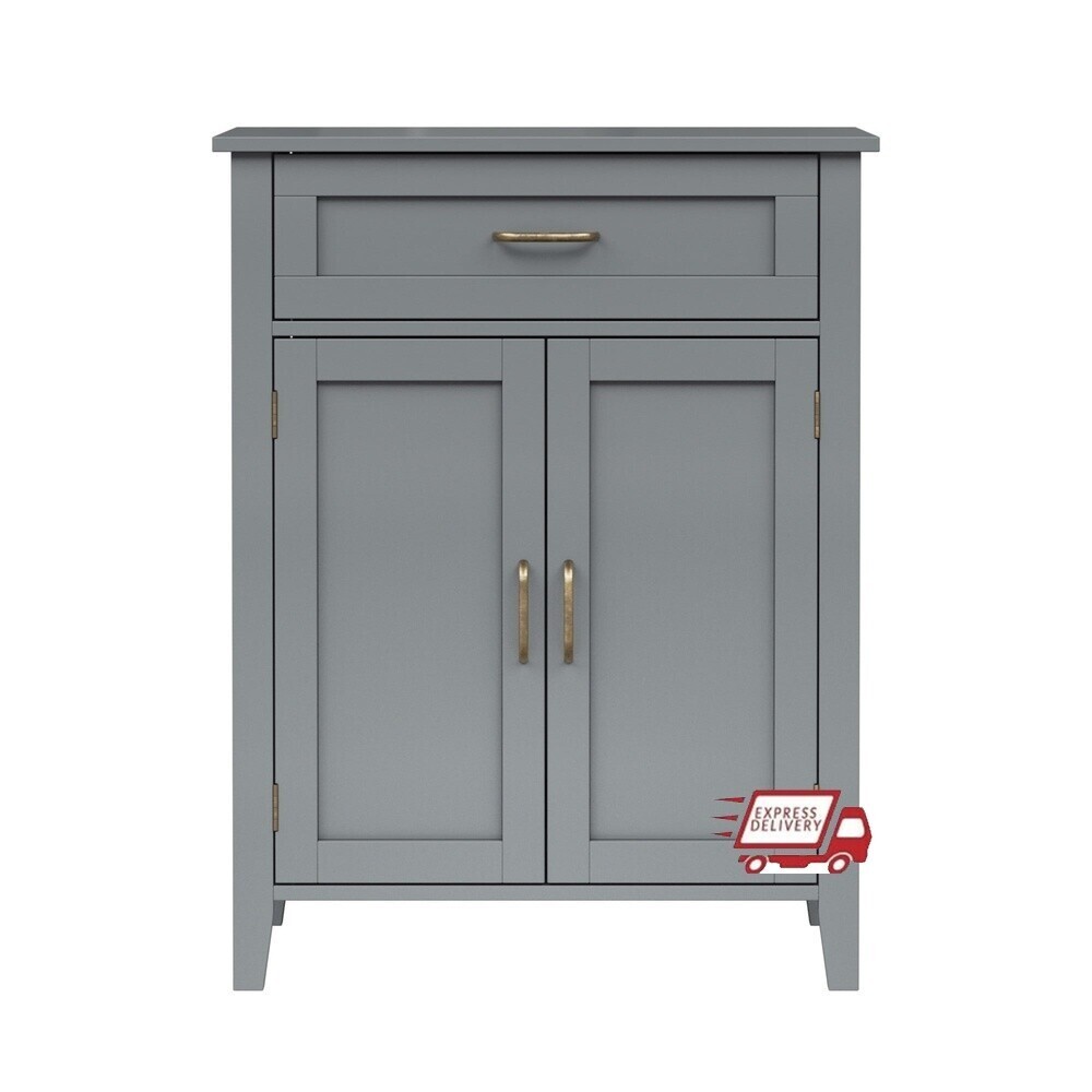Freestanding Accent Cabinet with Two Doors Adjustable Shelf and Drawer