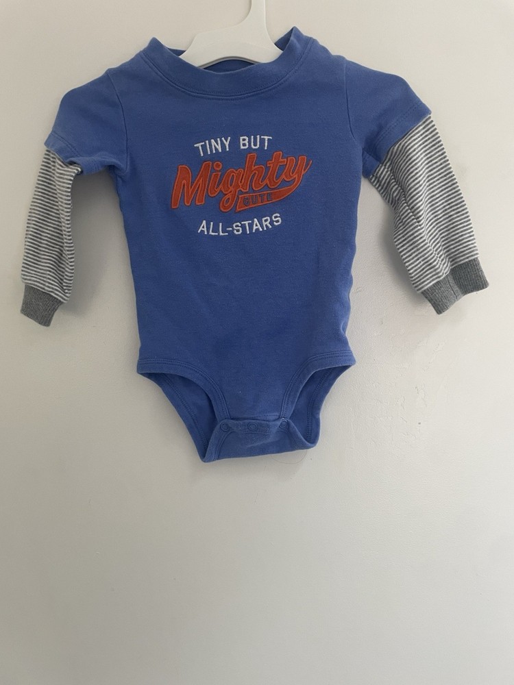 Carter's Baby Boys Tiny But Mighty 2-In-1 Cotton Long Sleeve Bodysuit Blue 12M