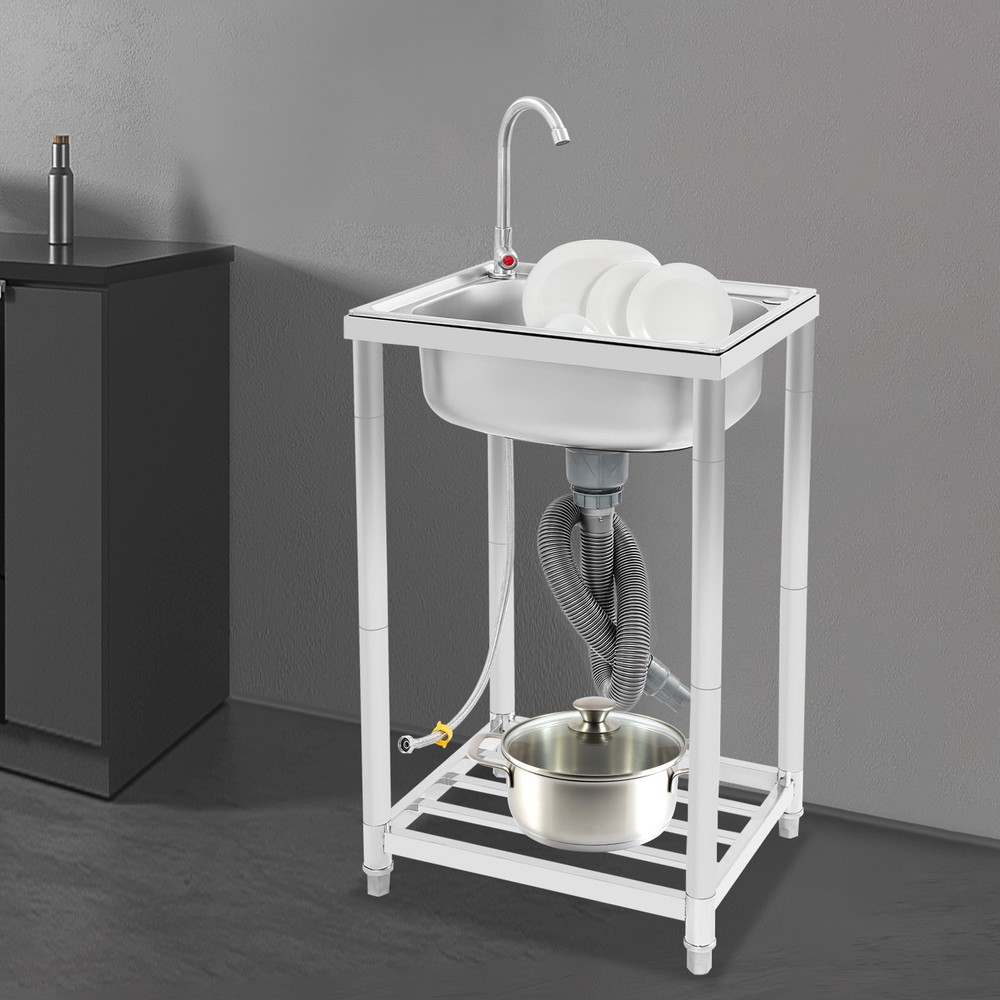 Kitchen Sink with 360° Adjustable Faucet, Stainless Steel Sink, Single Bowl Sink