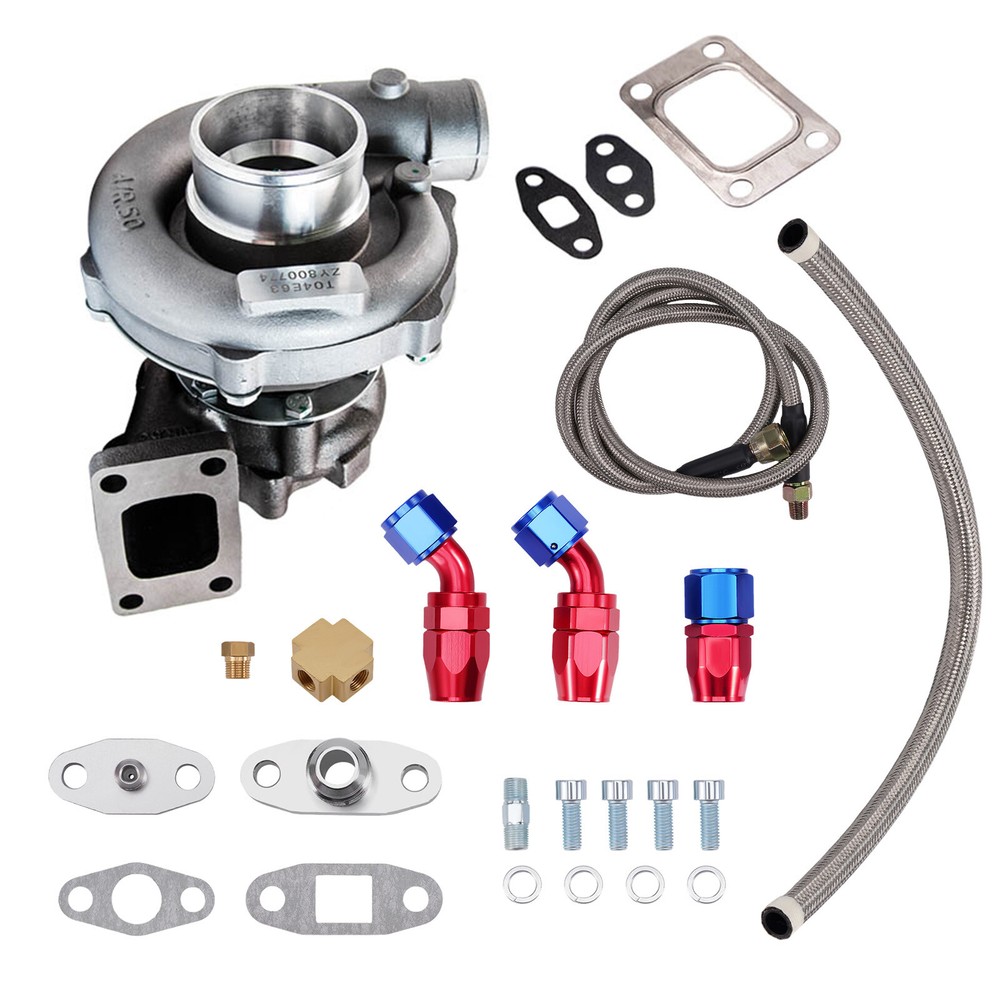 T3/T4 T04E TURB0CHARGER TURBO + OIL RETURN + FEED LINE KIT FOR BMW 325 328I