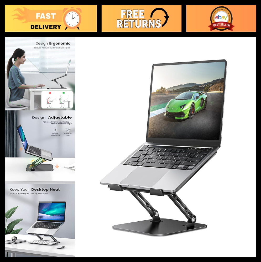 Adjustable Ergonomic Laptop Stand - Portable, Lightweight, Foldable for 11-16