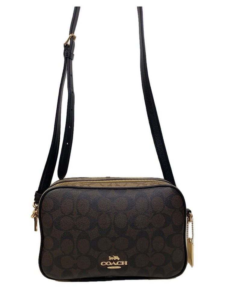 Coach Jes Crossbody Bag in Brown Signature Canvas with Auth Blocked C1767 Design Free Shipping