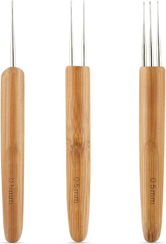 3 Pcs Crochet Hooks for Hair Locs & Dread Braids - 0.5mm Braiding Tool Set