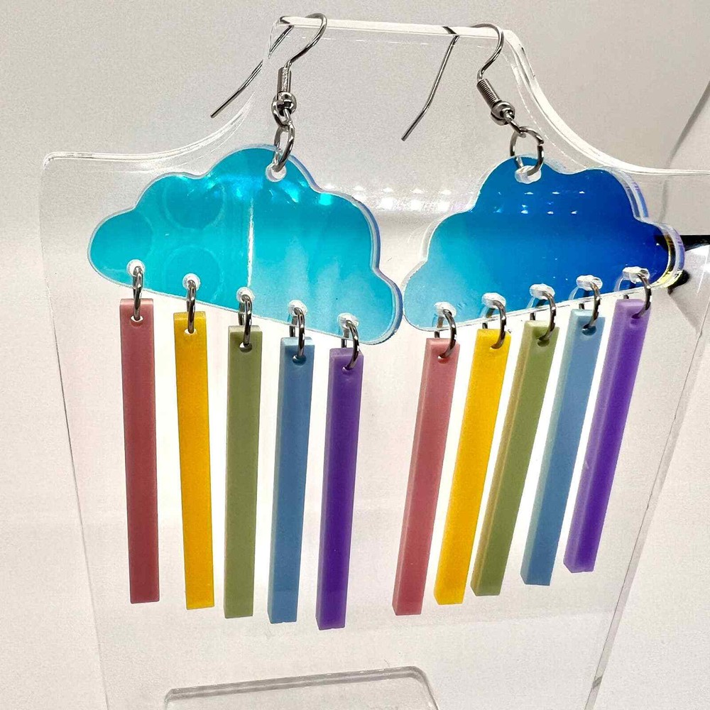 Rain Cloud Earrings - Pride Earrings - Rainbow Earrings - Rainy Day Earrings-image