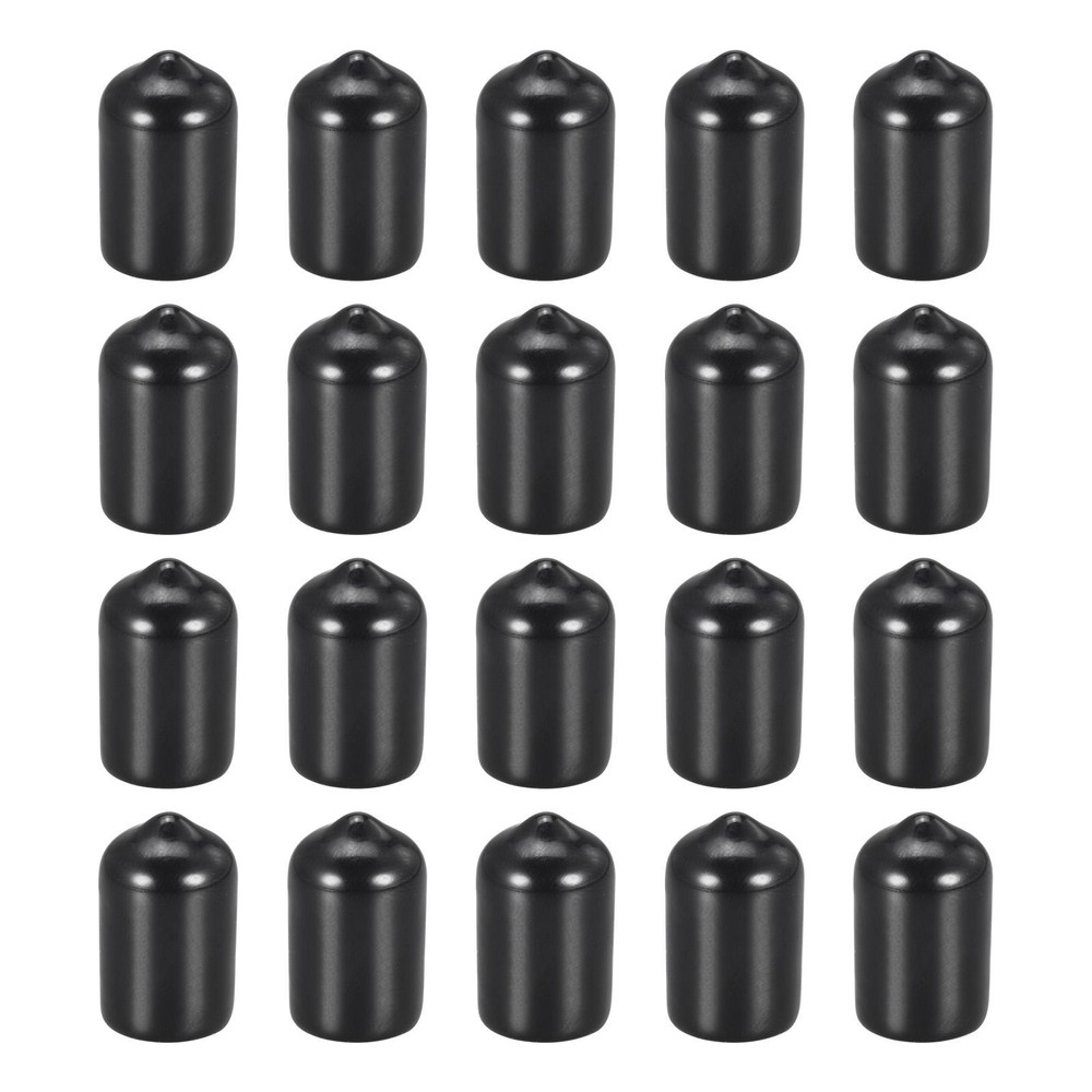 20-Pack 9mm Black Rubber Screw Thread End Caps for Bolts