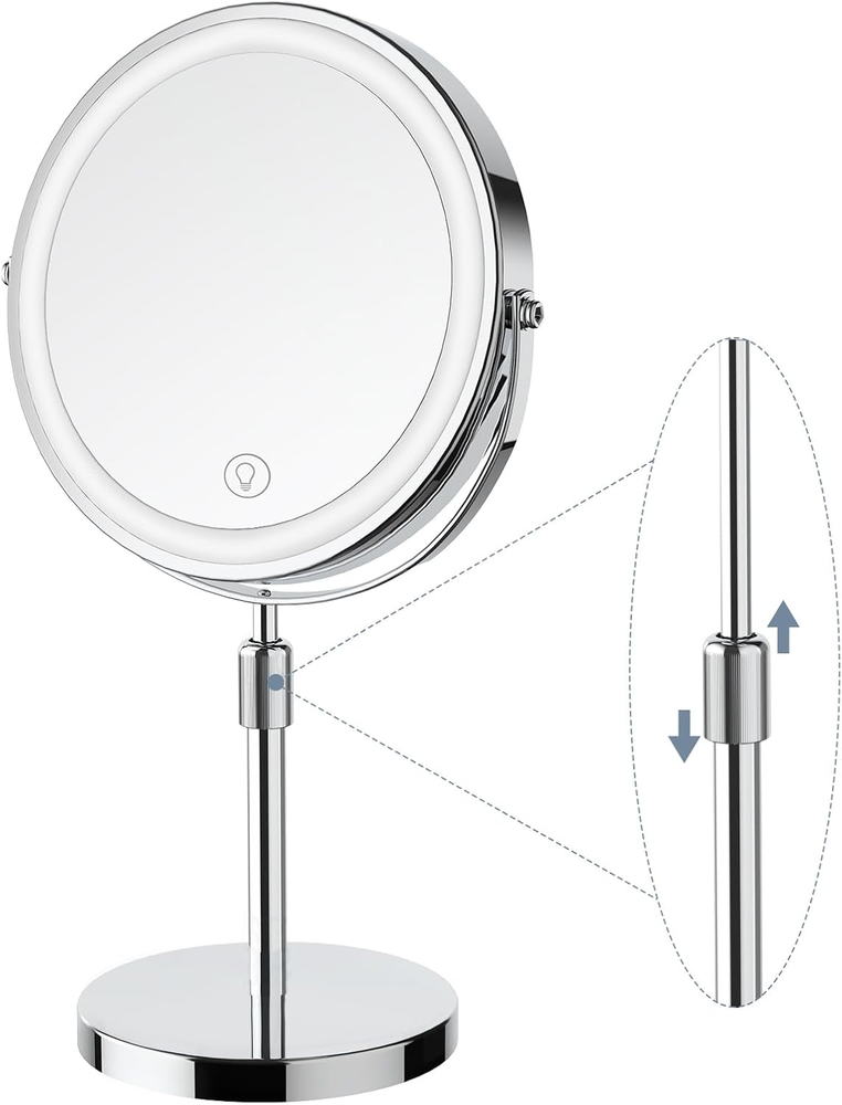 Makeup Mirror with Lights, Height & Brightness Adjustable Lighted Makeup Mirror