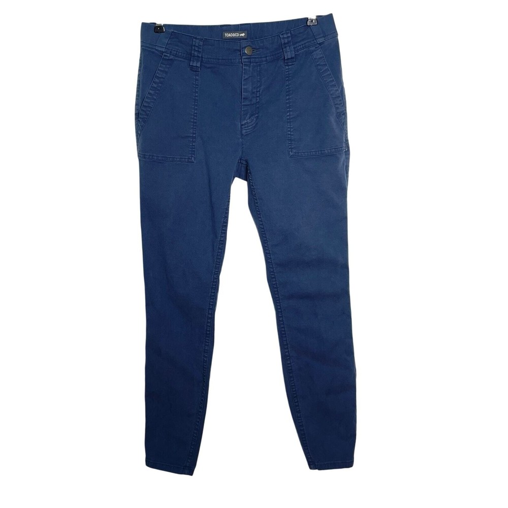 Toad & Co Women's Earthworks Dark Blue Canvas Stretch Slim Leg Ankle Pants Sz 6