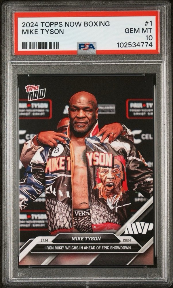 MIKE TYSON, PSA 10 2024 Topps Now Boxing #1 IRON MIKE WEIGHS IN