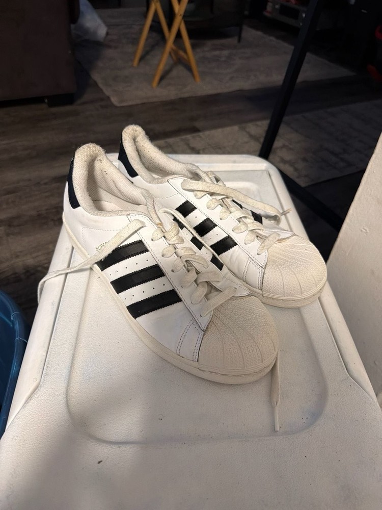adidas Originals Superstar White Black Leather Shell Toe Sneakers