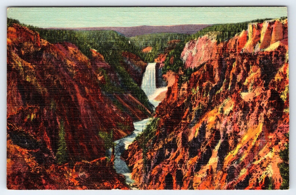 Old Vintage Antique Postcard Yellowstone National Park Grand Canyon Great Falls