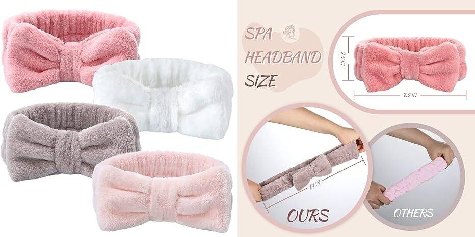 4 Diademas Spa Lavado de Cara Lazo Cabello Nuevo