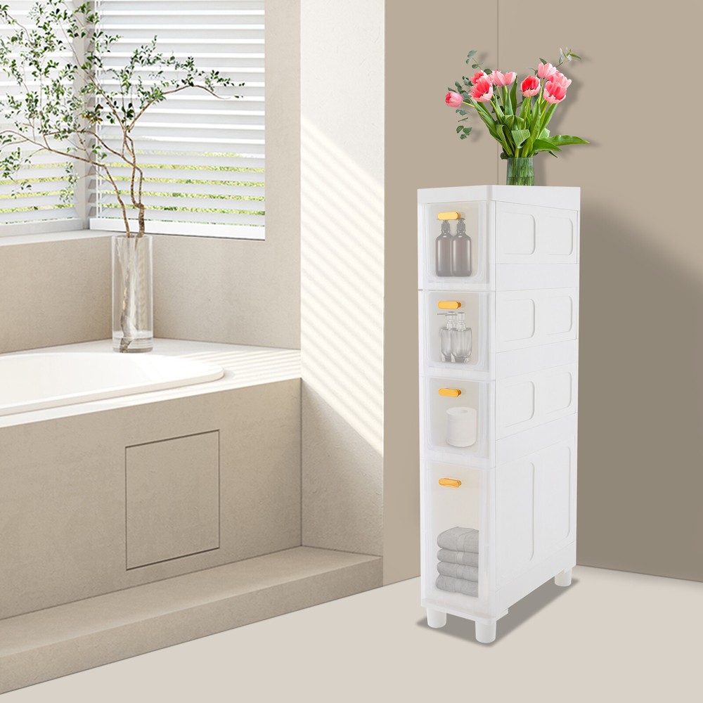 Slim Freestanding Bathroom Storage Cabinet with Shelves