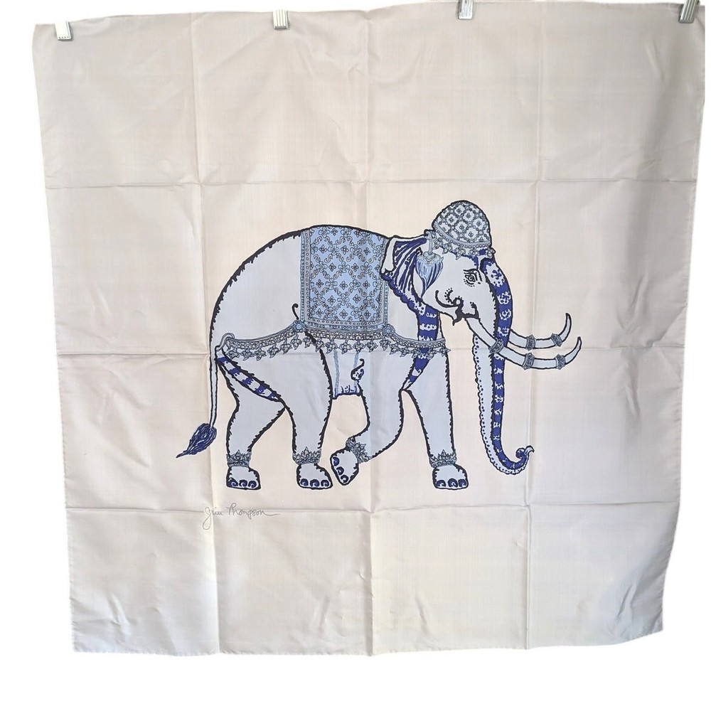 Jim Thompson Vintage 100% Silk Elephant Design Scarf