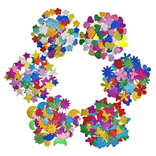 6-Pack Sparkle Foam Alphabet Stickers with Hearts and Stars for DIY Crafting