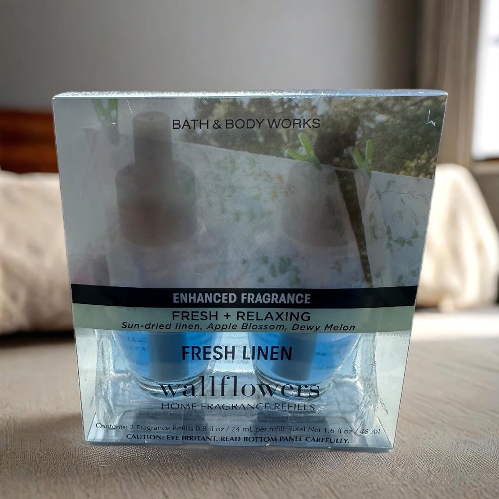 Bath & Body Works Fresh Linen Wallflowers Home Fragrance Refill S/2 Bulbs #1103G