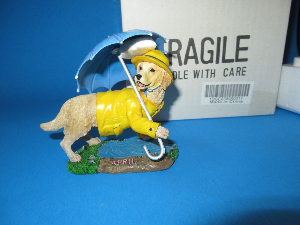 Danbury Mint Golden Retriever DOG month Perpetual Calendar figurine APRIL