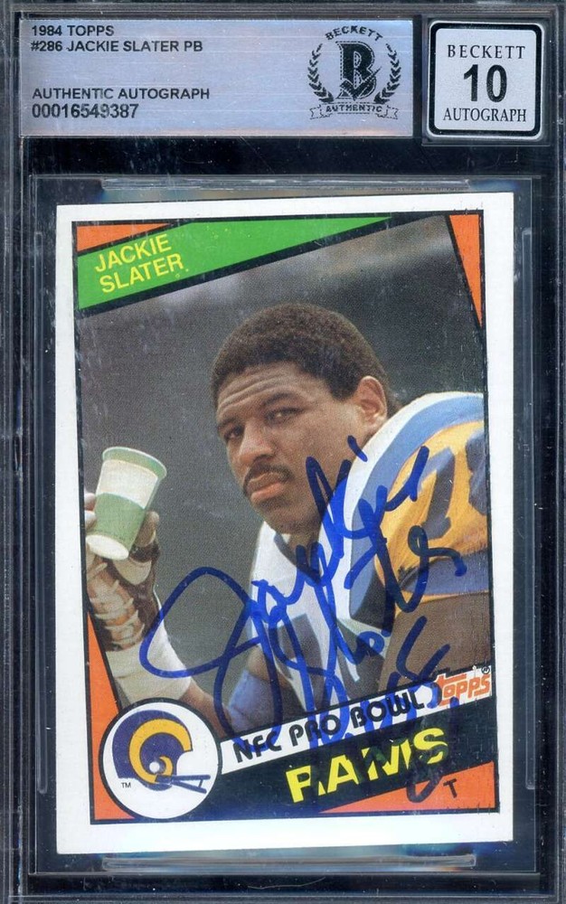 Jackie Slater Gem Mint 10 Beckett BAS Signed 1984 Topps Rookie Autograph
