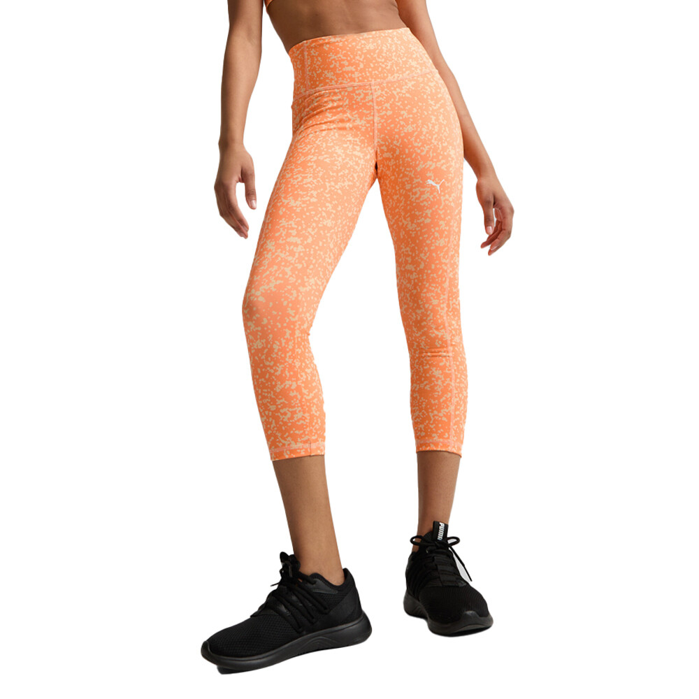 Puma Train Fav Hw 34  Graphic Print Athletic Leggings Womens Orange Athletic Cas