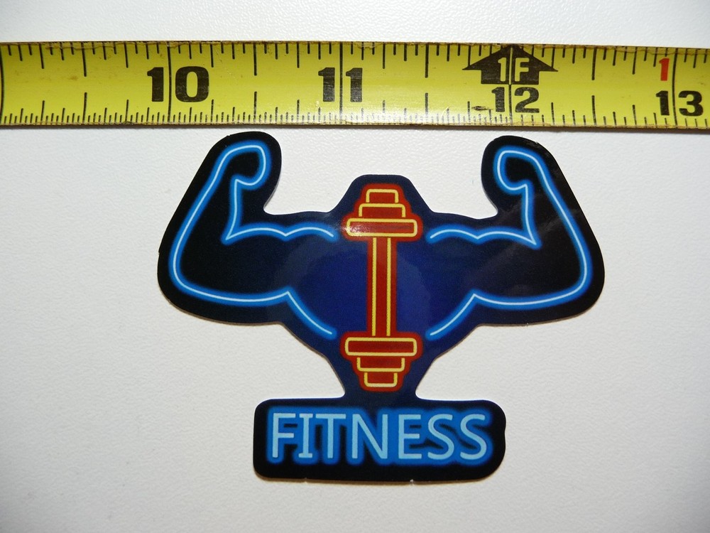 Neon Fitness Dumbbell Muscle Sticker Decal Motivational Workout Design  
